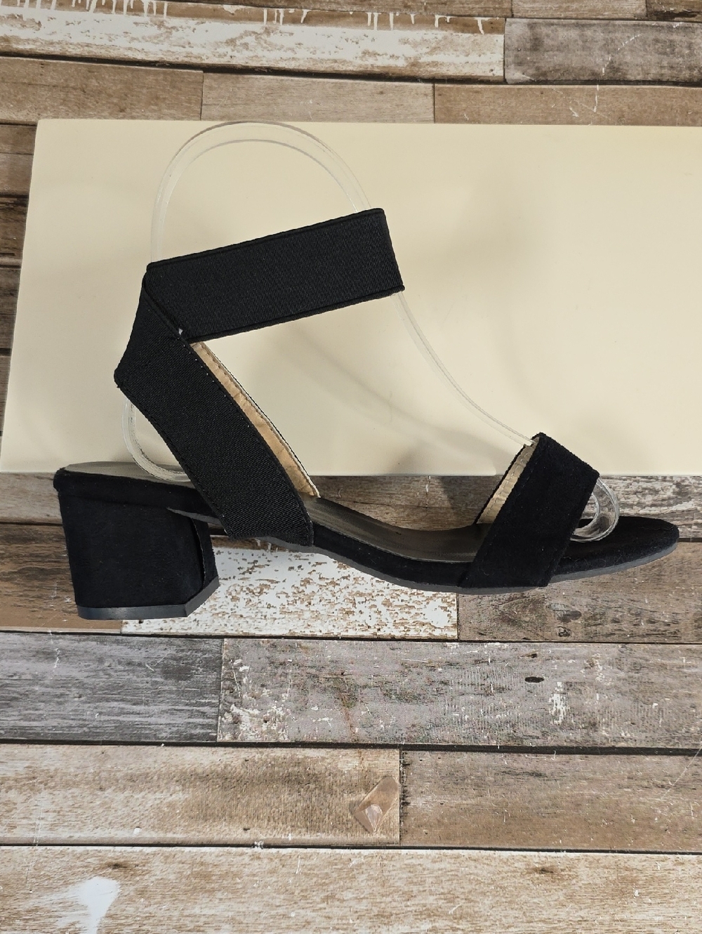 Black Elastic Strap Around Sandals